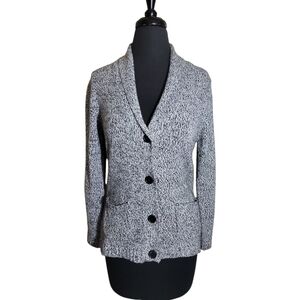 Damart women's gray heather cardigan sweater v neck button front size small